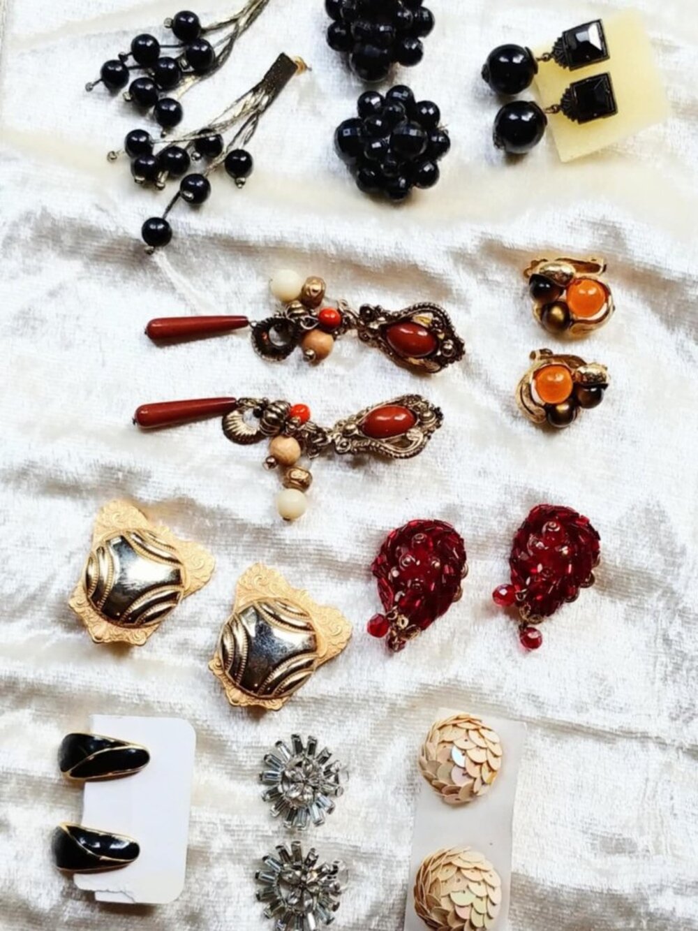 All Vintage Lot of 10 Pairs of Earrings 1928 Trifari Art Deco